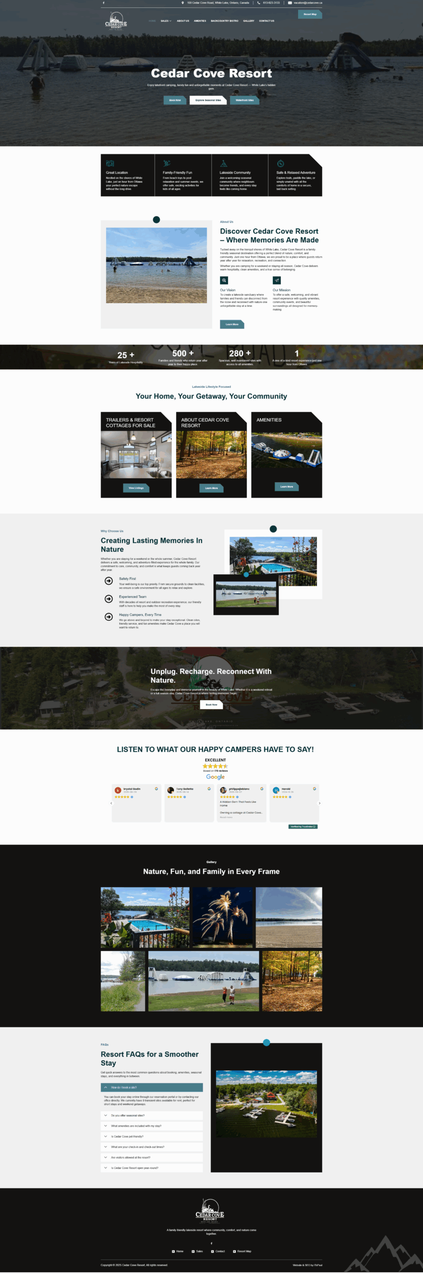 Cedar Cove Resort custom website and listings design