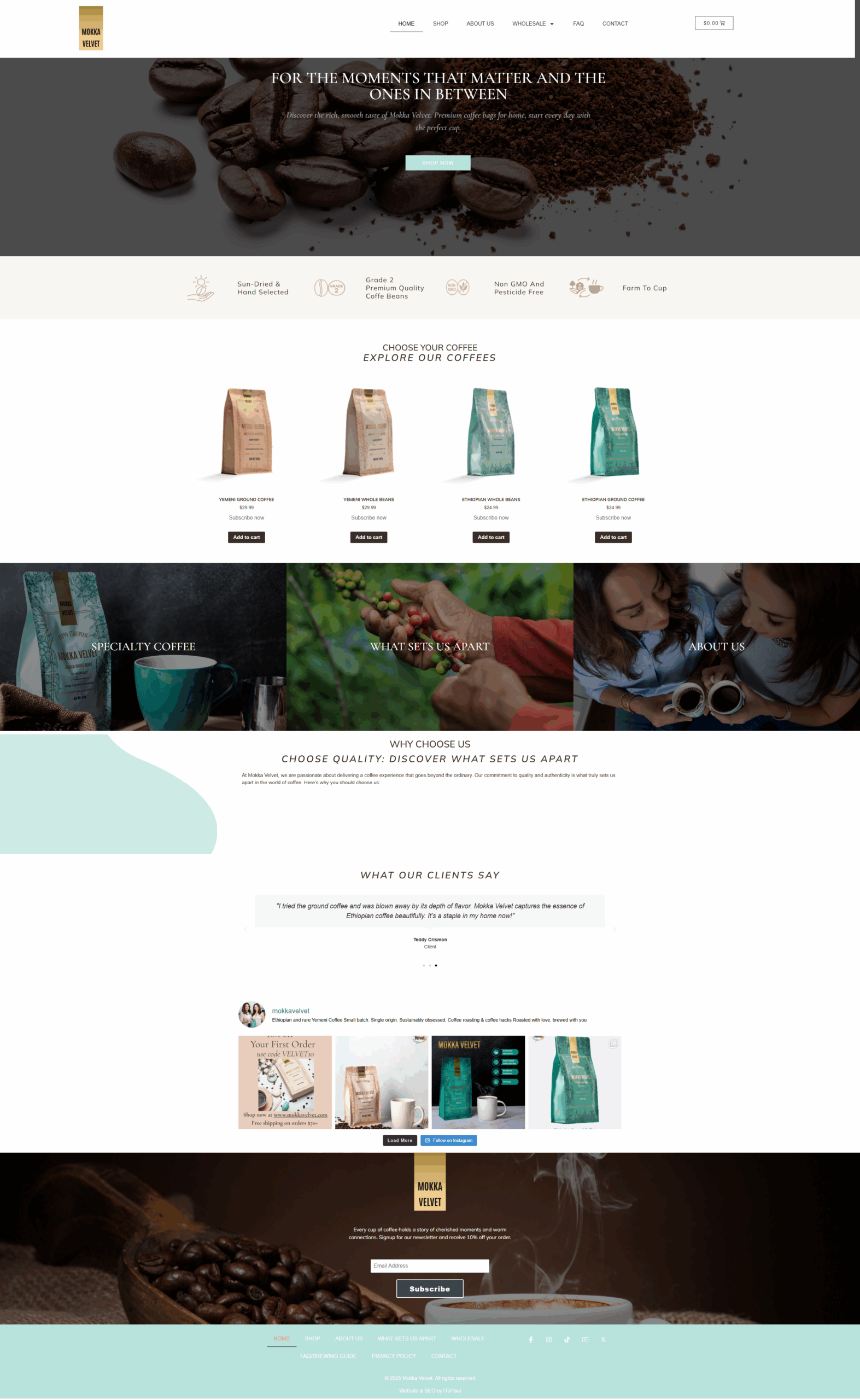 Mokka Velvet ecommerce website design