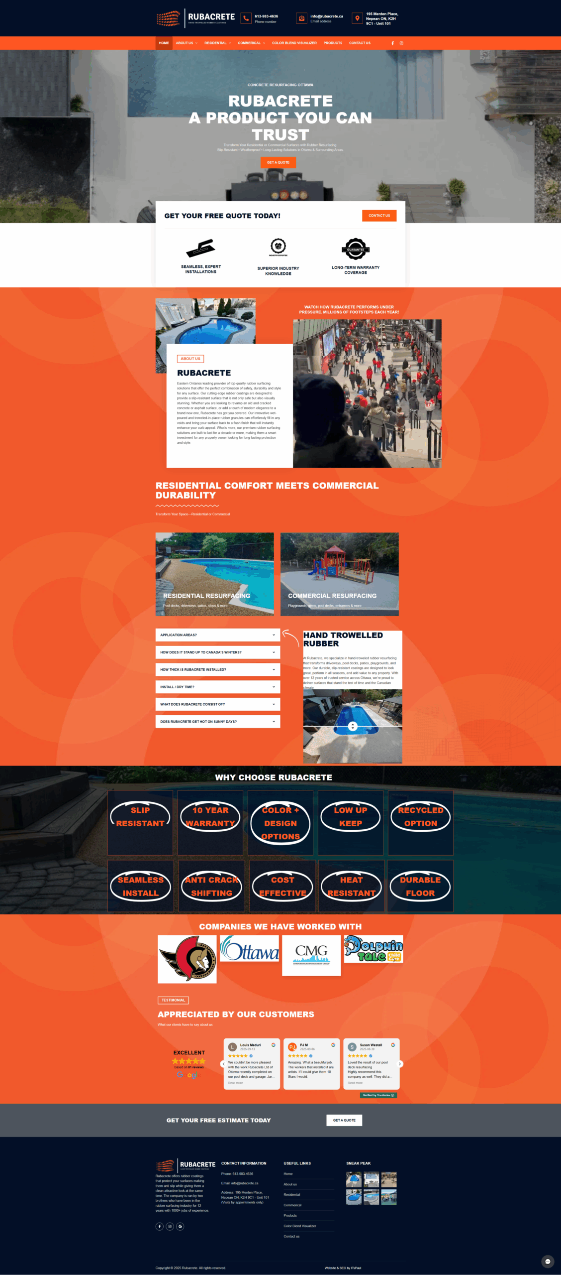 Rubacrete custom responsive website design